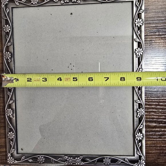 Floral Embossed Silver-Tone Picture Frame 8x10 Metal By Elsa L. Inc. China - Picture 8 of 11